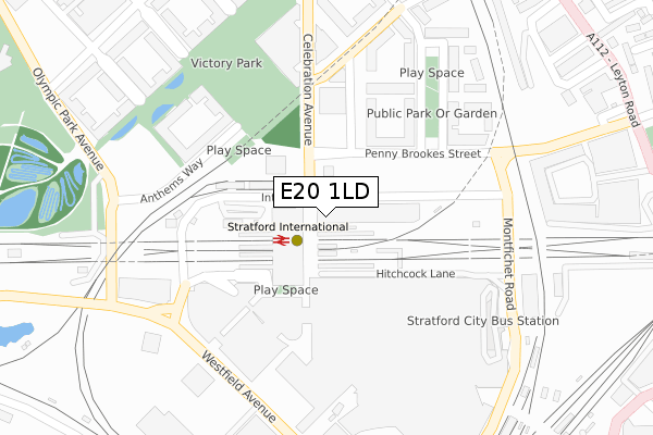 E20 1LD map - large scale - OS Open Zoomstack (Ordnance Survey)