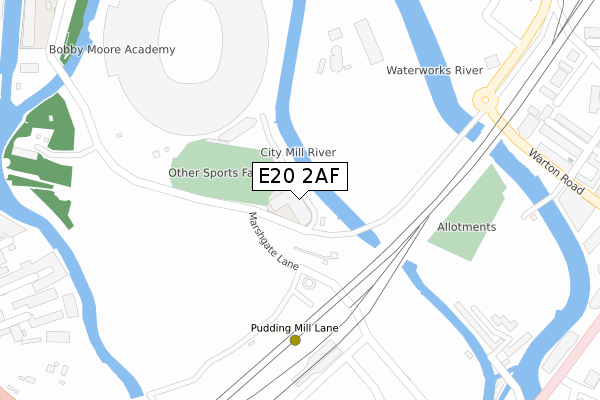 E20 2AF map - large scale - OS Open Zoomstack (Ordnance Survey)