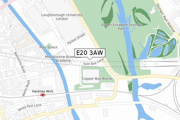 E20 3AW map - large scale - OS Open Zoomstack (Ordnance Survey)