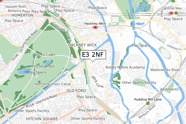 E3 2NF map - small scale - OS Open Zoomstack (Ordnance Survey)