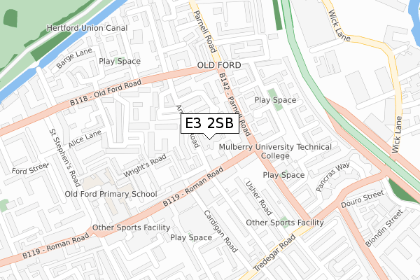 E3 2SB map - large scale - OS Open Zoomstack (Ordnance Survey)