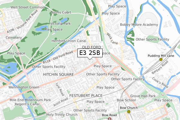 E3 2SB map - small scale - OS Open Zoomstack (Ordnance Survey)