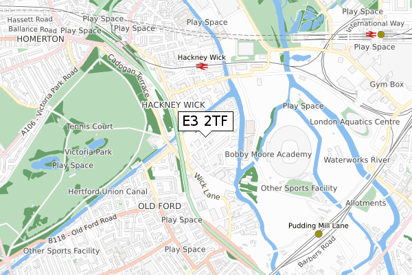 E3 2TF map - small scale - OS Open Zoomstack (Ordnance Survey)