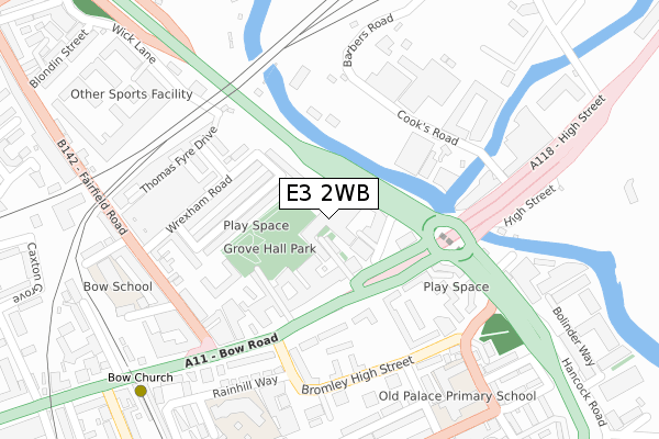 E3 2WB map - large scale - OS Open Zoomstack (Ordnance Survey)