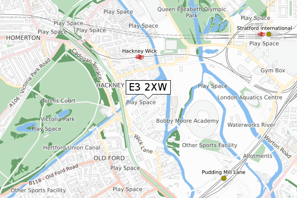 E3 2XW map - small scale - OS Open Zoomstack (Ordnance Survey)