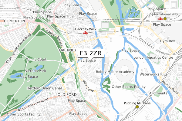 E3 2ZR map - small scale - OS Open Zoomstack (Ordnance Survey)