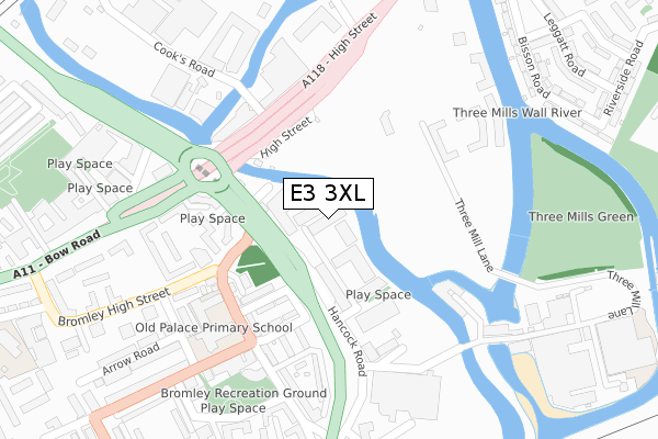 E3 3XL map - large scale - OS Open Zoomstack (Ordnance Survey)