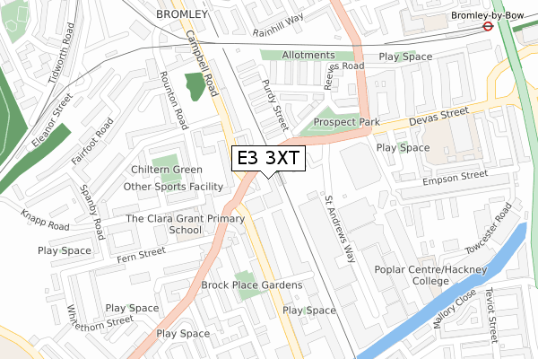 E3 3XT map - large scale - OS Open Zoomstack (Ordnance Survey)