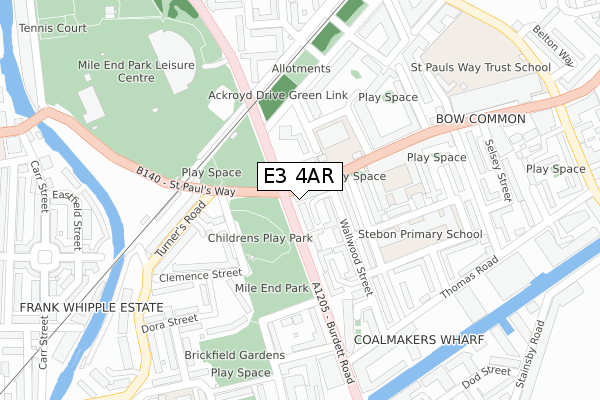 E3 4AR map - large scale - OS Open Zoomstack (Ordnance Survey)