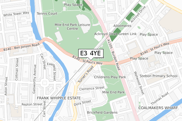 E3 4YE map - large scale - OS Open Zoomstack (Ordnance Survey)