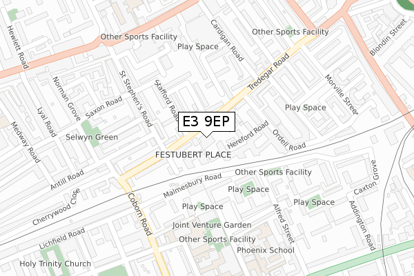 E3 9EP map - large scale - OS Open Zoomstack (Ordnance Survey)