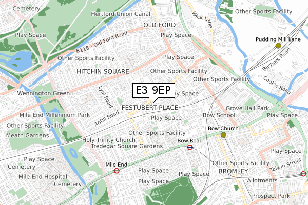 E3 9EP map - small scale - OS Open Zoomstack (Ordnance Survey)