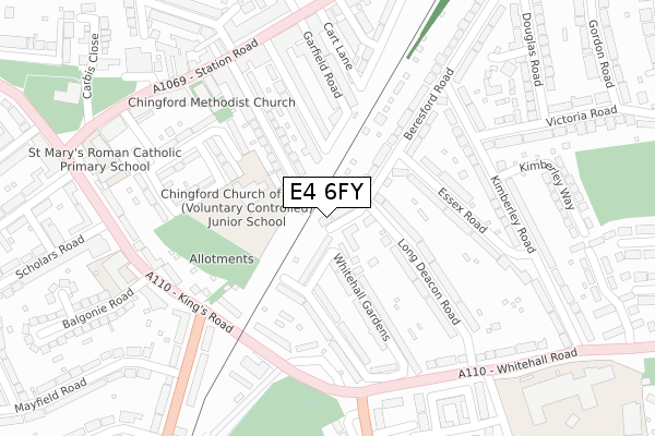 E4 6FY map - large scale - OS Open Zoomstack (Ordnance Survey)