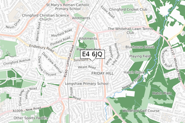 E4 6JQ map - small scale - OS Open Zoomstack (Ordnance Survey)