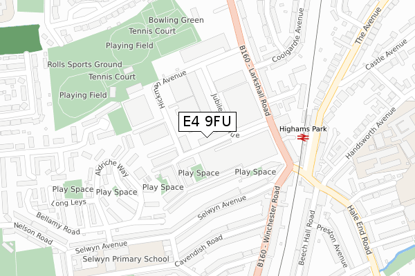 E4 9FU map - large scale - OS Open Zoomstack (Ordnance Survey)