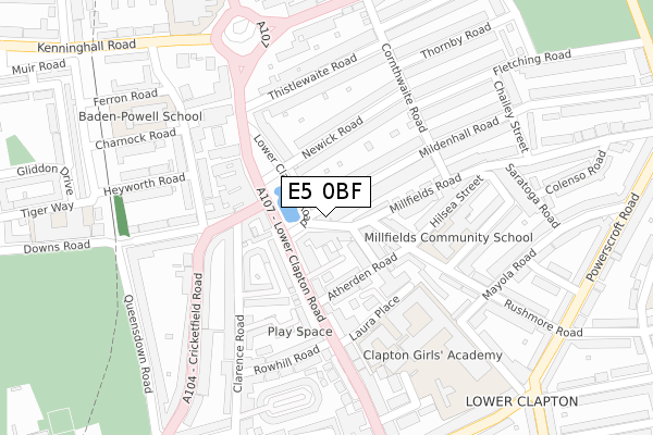 E5 0BF map - large scale - OS Open Zoomstack (Ordnance Survey)