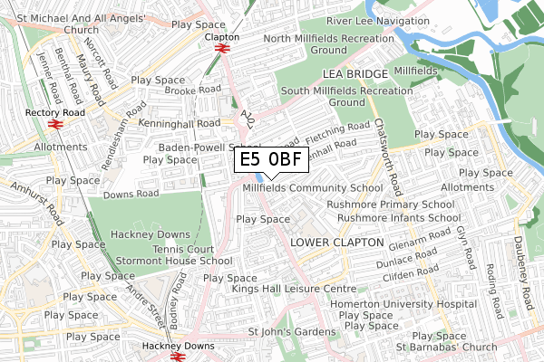 E5 0BF map - small scale - OS Open Zoomstack (Ordnance Survey)