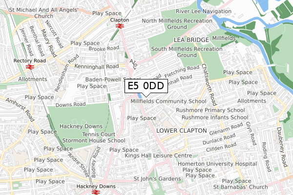 E5 0DD map - small scale - OS Open Zoomstack (Ordnance Survey)