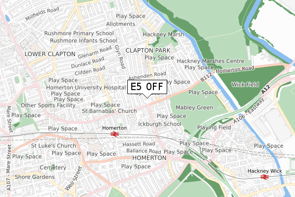 E5 0FF map - small scale - OS Open Zoomstack (Ordnance Survey)