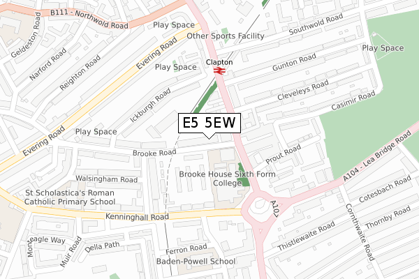 E5 5EW map - large scale - OS Open Zoomstack (Ordnance Survey)