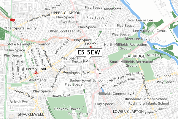 E5 5EW map - small scale - OS Open Zoomstack (Ordnance Survey)