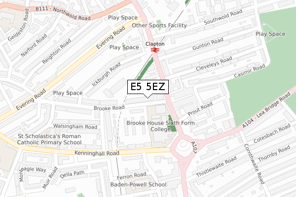 E5 5EZ map - large scale - OS Open Zoomstack (Ordnance Survey)