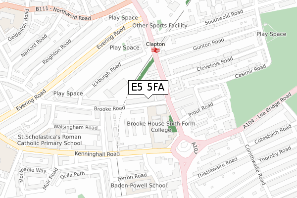 E5 5FA map - large scale - OS Open Zoomstack (Ordnance Survey)