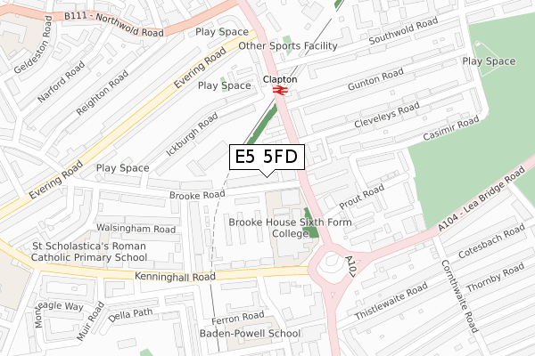 E5 5FD map - large scale - OS Open Zoomstack (Ordnance Survey)