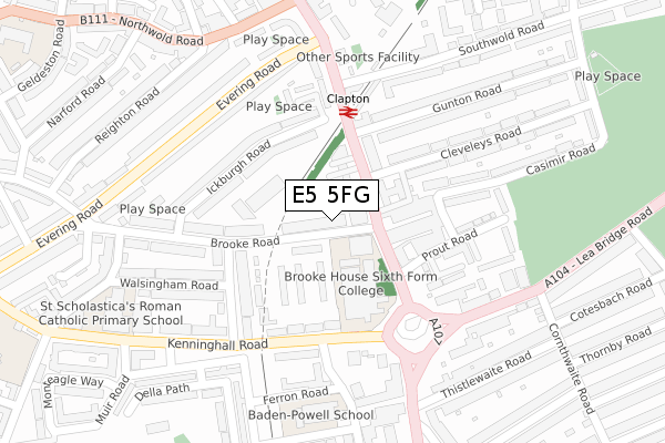 E5 5FG map - large scale - OS Open Zoomstack (Ordnance Survey)