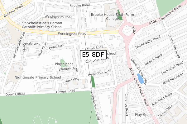 E5 8DF map - large scale - OS Open Zoomstack (Ordnance Survey)