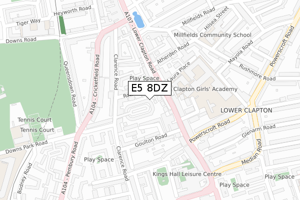 E5 8DZ map - large scale - OS Open Zoomstack (Ordnance Survey)