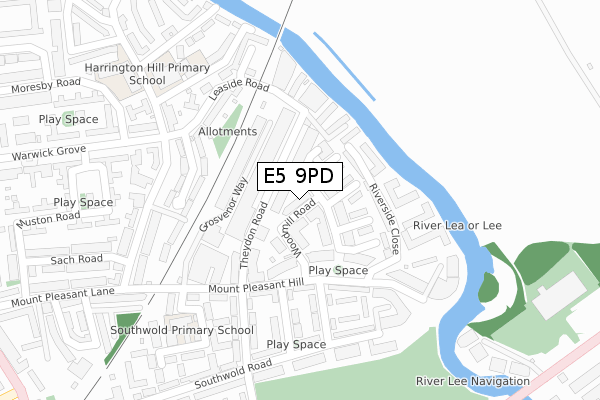 E5 9PD map - large scale - OS Open Zoomstack (Ordnance Survey)