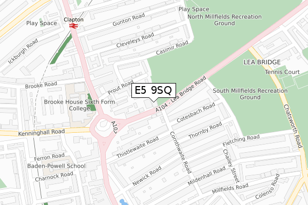 E5 9SQ map - large scale - OS Open Zoomstack (Ordnance Survey)