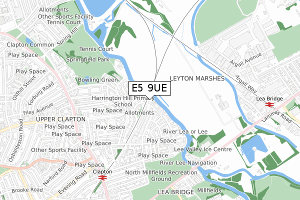 E5 9UE map - small scale - OS Open Zoomstack (Ordnance Survey)