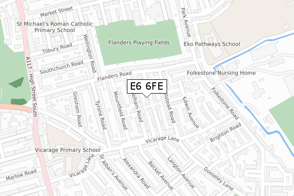 E6 6FE map - large scale - OS Open Zoomstack (Ordnance Survey)