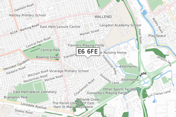 E6 6FE map - small scale - OS Open Zoomstack (Ordnance Survey)