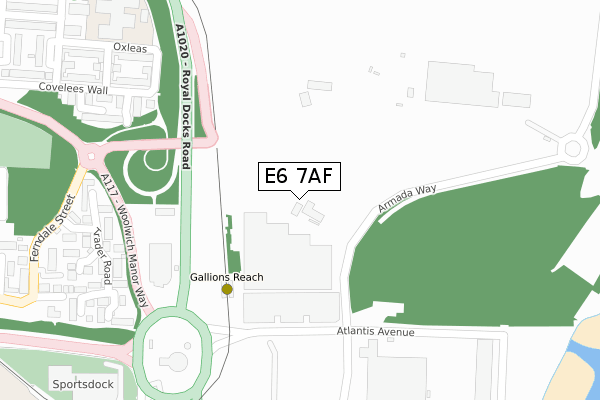 E6 7AF map - large scale - OS Open Zoomstack (Ordnance Survey)