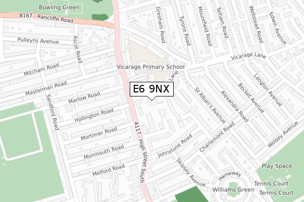 E6 9NX map - large scale - OS Open Zoomstack (Ordnance Survey)