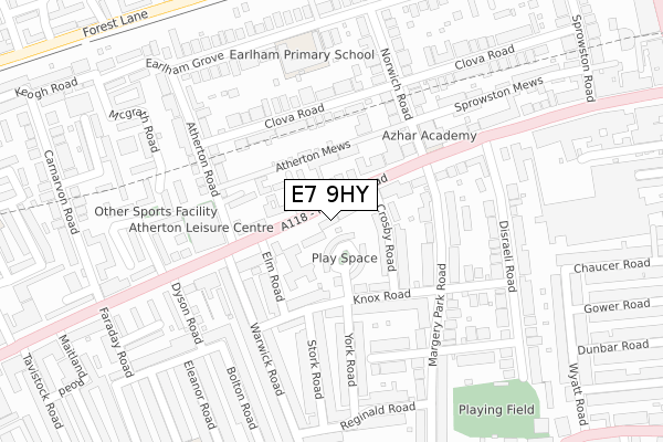 E7 9HY map - large scale - OS Open Zoomstack (Ordnance Survey)