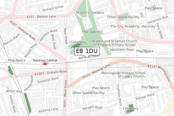 E8 1DU map - large scale - OS Open Zoomstack (Ordnance Survey)