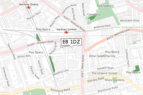 E8 1DZ map - large scale - OS Open Zoomstack (Ordnance Survey)