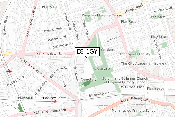 E8 1GY map - large scale - OS Open Zoomstack (Ordnance Survey)