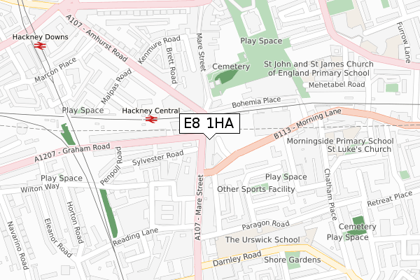 E8 1HA map - large scale - OS Open Zoomstack (Ordnance Survey)