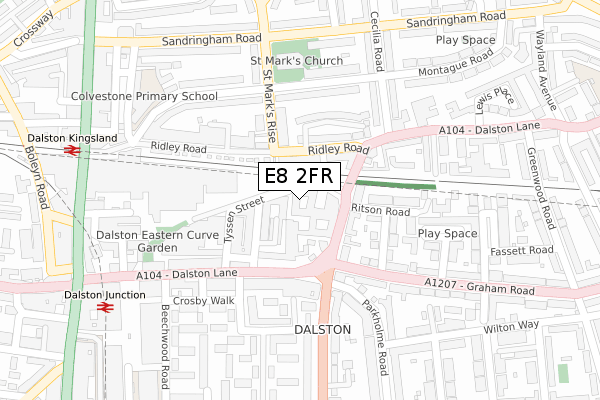 E8 2FR map - large scale - OS Open Zoomstack (Ordnance Survey)