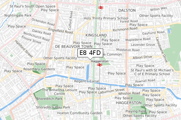 E8 4FD map - small scale - OS Open Zoomstack (Ordnance Survey)