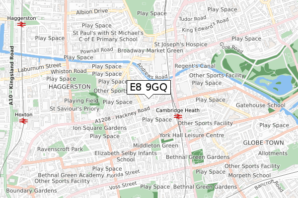 E8 9GQ map - small scale - OS Open Zoomstack (Ordnance Survey)