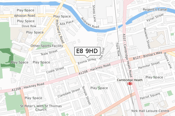 E8 9HD map - large scale - OS Open Zoomstack (Ordnance Survey)