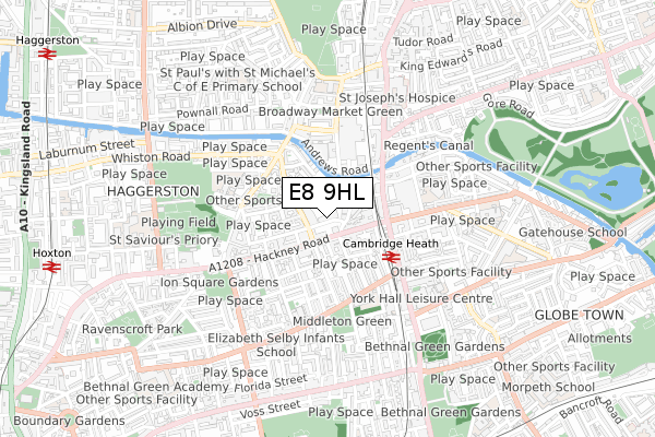 E8 9HL map - small scale - OS Open Zoomstack (Ordnance Survey)