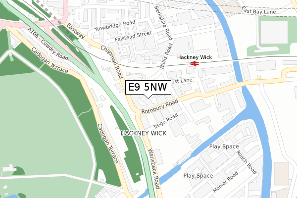 E9 5NW map - large scale - OS Open Zoomstack (Ordnance Survey)