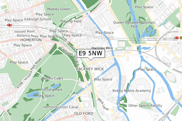 E9 5NW map - small scale - OS Open Zoomstack (Ordnance Survey)